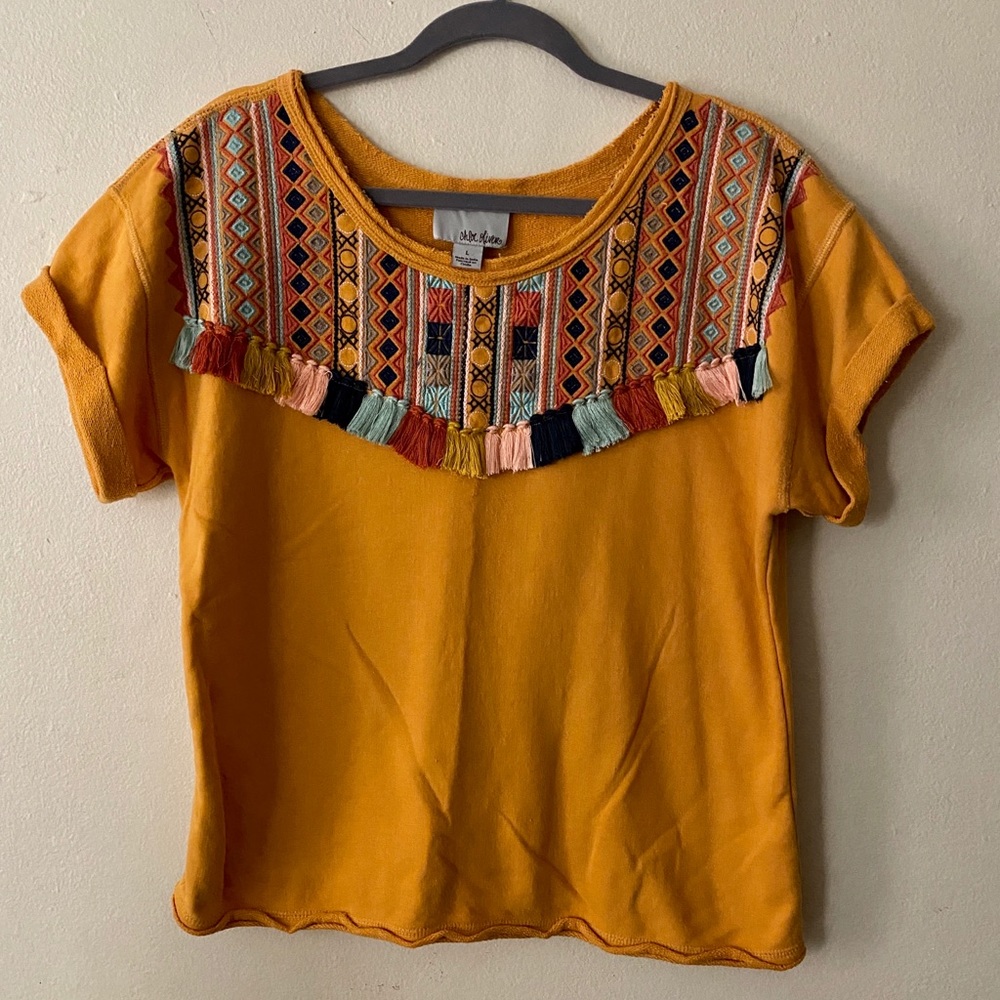 Anthropologie Chloe Oliver Embroidered Top